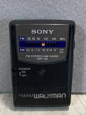 Vintage Sony Walkman SRF-49 FM/AM Stereo Radio w/Belt Clip Tested Works