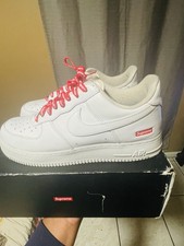 Size 10.5 - Nike Air Force 1 x Supreme Low Box Logo - White for
