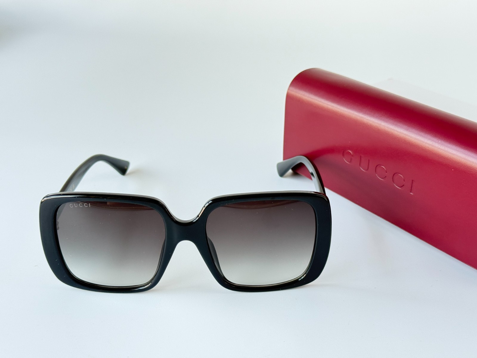 Gucci GG0632SA 001 Women’s Black Square Sunglasses 56mm Grey Gradient Lenses