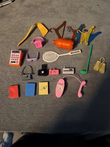 Vintage Lot Of Barbie, Fashion Doll Entertainment Accessories, Phones, Radios, +