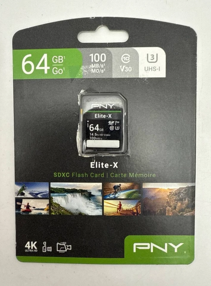 PNY Elite X 64GB micro SDXC UHS I U3 V30 A1 Memory Card with SD Adapter Class 10 - Image 3 of 4