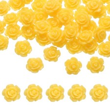 F&uuml;r 50 St&uuml;ck gelbe Harzrosen-Bl&uuml;tenperlen 10mm flache Blumenanh&auml;nger