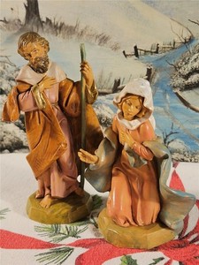 Vtg 1991 CHRISTMAS Nativity FONTANINI Depose Italy Joseph Mary Figurines 4" & 5"