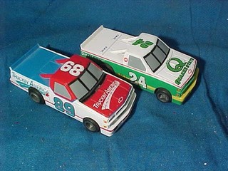 2 1970s LIFE LIKE HO Scale CHEVY Pickup NASCAR TRUCKS SLOT CARS