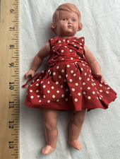 1920 German Articulate Celluloid Doll Red Polka Dot Dress Turtle Mark 18-1/2/19
