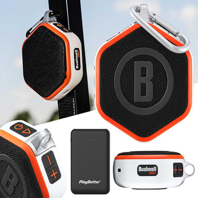 Bushnell Wingman Mini Orange/White Magnetic Gps Golf Speaker Bundle Playbetter
