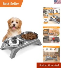 3  Elevated Pet Feeder with Dual 5  Stainless Steel Bowls for Small Dogs  Cats