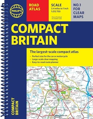 Philip's Compact Britain Road Atlas : (A5 Spiral) -  NEW Philip's Maps 2025