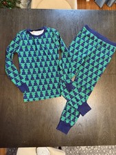 Crewcuts J. Crew Kids Unisex Green Navy Tree Pajama Set Size 8 NWOT