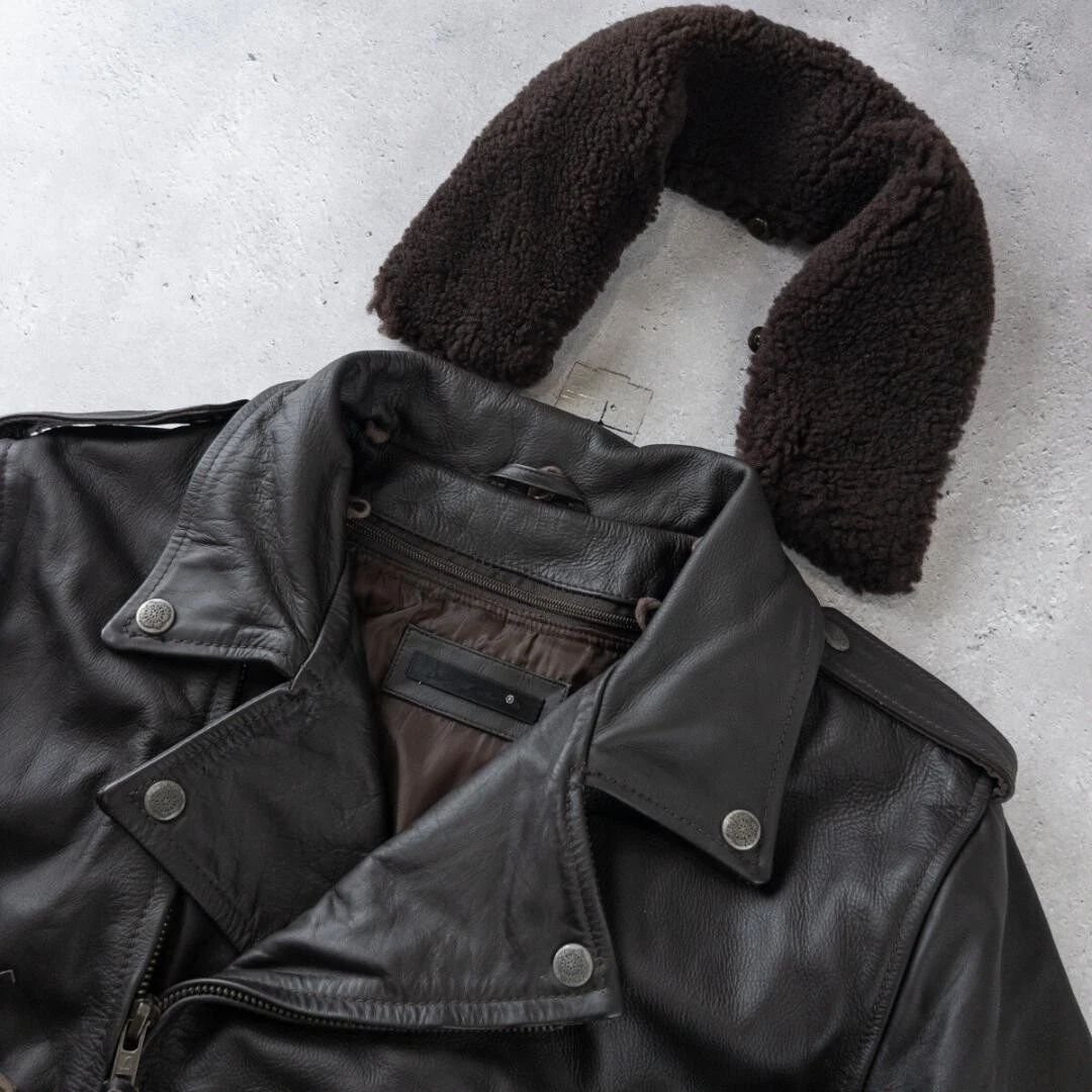 Liugoo Leathers Double Riders Jacket Brown XL Leather Removable Liner image 12