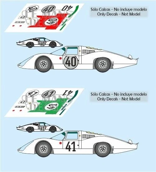 Décal Porsche 907 LH Le Mans 1967 40 41 1:32 1:24 1:43 1:18 fente... - Photo 1/1