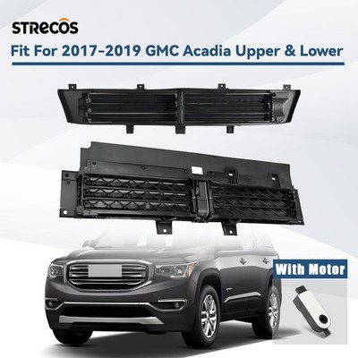 Front Lower&Upper Radiator Grille Air Shutter W/MOTOR For 2017-2019 GMC Acadia