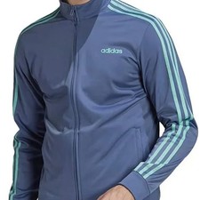 adidas Men's Essentials 3-Stripes Tricot Track Jacket, SM, MD -Crew Blue, Auth