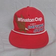 1991 Daytona 500 Trucker Hat Cap Snap Back Mesh Rope Winston Cup Racing 90s Vntg