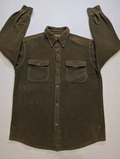 Vintage Timberland Weathergear Fleece Shirt Small Olive Green Workwear 90s