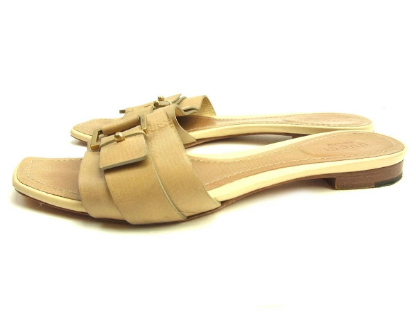 GUCCI Sandals Brand Sandals Sandals #36 1 2C Outlet Summer Beige Leather t1334 B thumbnail 3