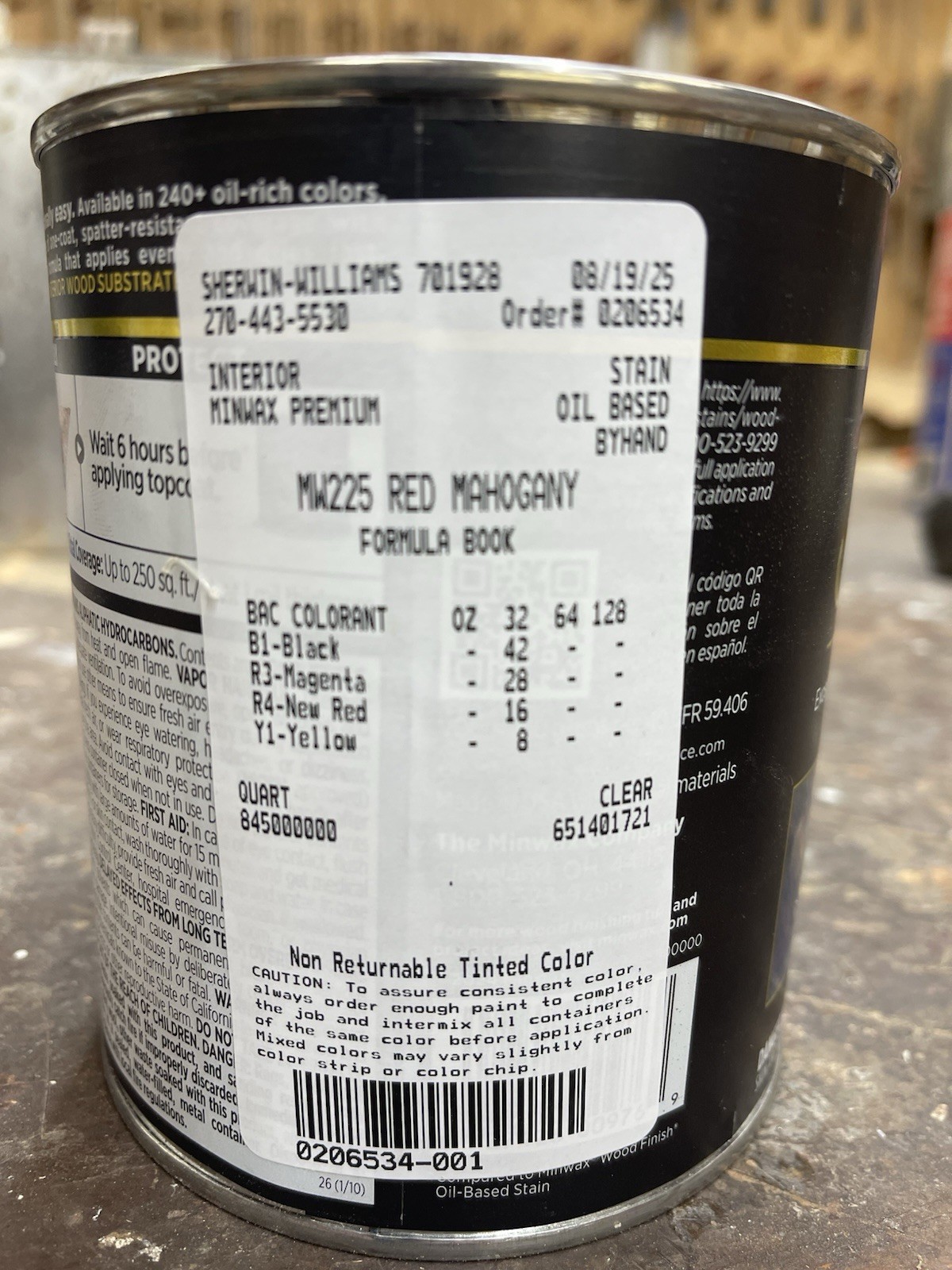 Minwax Color Series Stain for Interior Wood Surfaces Quart / 225 Red Mahogany