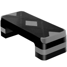 26.5" Fitness Aerobic Step Platform Adjustable Stepper Non-Slip w/4 Risers Grey