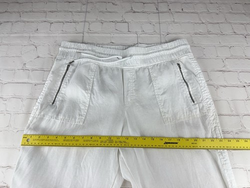 Athleta Cabo 100 % Leinen weiße Jogginghose Reisehose mit Reißverschlusstaschen Damen 16 - Bild 3 von 16