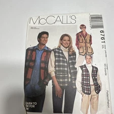 McCalls 6761 Vintage Vest Pattern Size XXL Unisex Fun Sewing Used