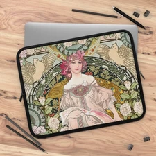 Alphonse Mucha Art Nouveau Stylish Laptop Sleeve Colorful Tech Bag Design Case