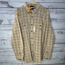 New Carhartt 106355 Midweight Chambray Long Sleeve Button Down Plaid Shirt XL