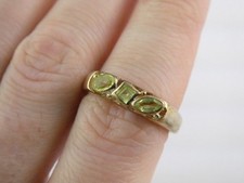 Gilt Sterling Silver Triple Peridot Mixed Cut Ring 925 Size 8.75 Weighs 4.4g