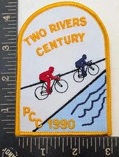 Two Rivers Century PCC 1990 Patch Red Blue Cyclists Vintage Bike Ride Event