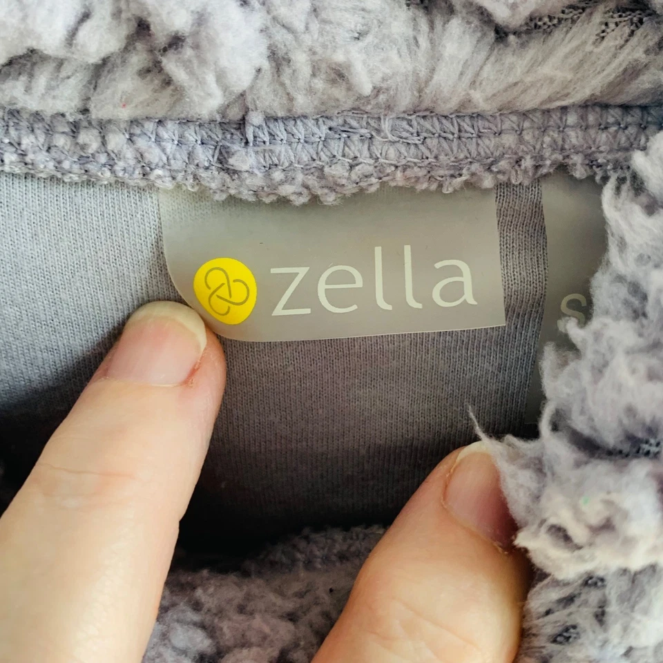 Pulôver com capuz Zella cinza Sherpa – Tamanho pequeno – Aconchegante outono inverno Athleisure - Imagem 4 de 4