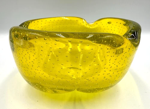 Vintage Murano Glass Controlled Bubble Bowl Ashtray Bowl 5"