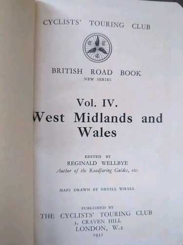 West Midlands &Wales Cyclists' Touring Club British Road Book 1931 Maps M333 - Imagen 4 de 5
