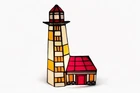 Stained Glass Table Lamp Tiffany Style Lighthouse Desk Night LIght Vintage Mosai