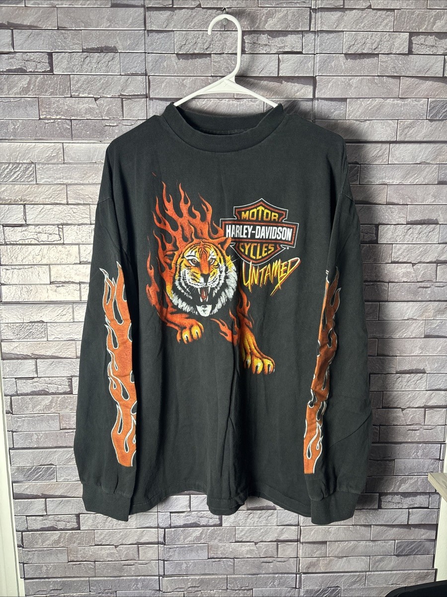 Vintage REPRINT* Harley Davidson Untamed Tiger Flame