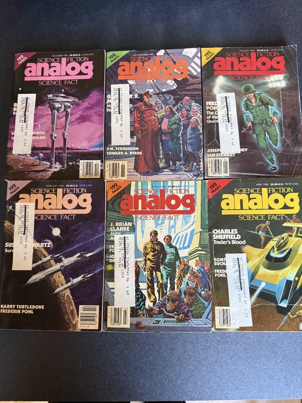 Vintage Analog Science Fiction Magazine Lot (6) Dec 1985–Apr 1986 Sci-Fi Collect