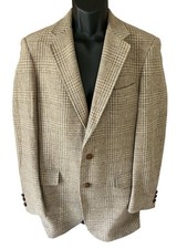 Austin Reed Silverwoods Wool Blazer Jacket Men's 40R Tan Gray Plaid 2 Button