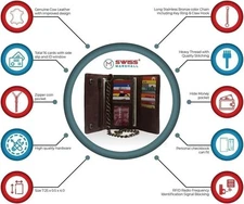 Biker Wallets for Men with Chain - Distressed Croco Leather Wallet Credit...