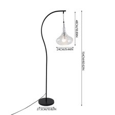Modern Metal Pole Floor Lamp with Domed Glass Shade Foot Switch Standing Light
