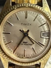 Vintage Timex Ladies Gold Tone Mechanical Wind Watch Bracelet Running