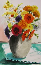 ORIGINAL Flowers Vase WATERCOLOR Painting John Williams Impressionism JMW art