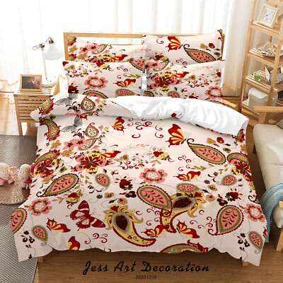 3D Floral Butterfly Colorful Quilt Cover Set Duvet Cover Bedding Pillowcases