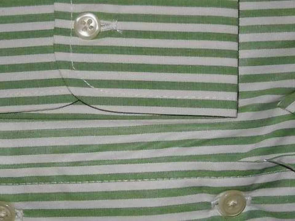 Camisa social masculina TRUE ROCK L listras brancas/verdes claras mangas compridas JFK124 - Imagem 3 de 3