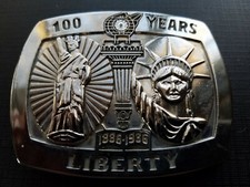 100 years of Statue of Liberty Belt Buckle 1886-1986, Sterling Treasury 19