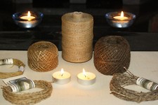 Waxed hemp cord 100% Organic wax -  Hemp Twine -WICK  Holds Flame