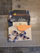 Wooden we believe in snowman plaid star Xmas decor