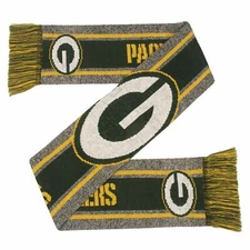 Green Bay Packers Gray Scarf Knit Winter Neck - Double Sided Big Team Logo Grey