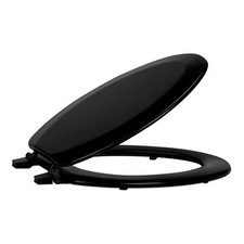 Elongated Wood Toilet Seat, Black - 19 Inch - Fits All Elongated Size Fixture...