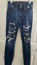 American Eagle Womens Hi-Rise Jegging Jeans Blue Size 00 Regular Stretch Denim