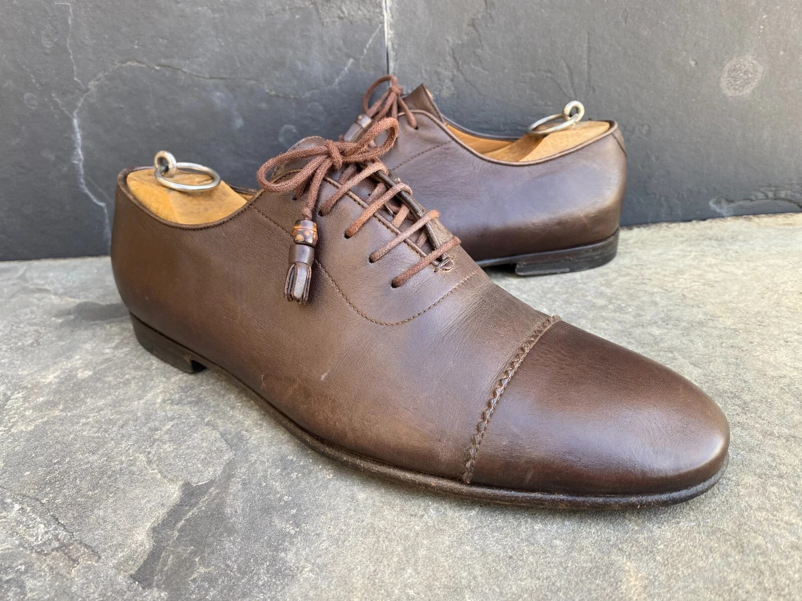 Chaussures à lacets confort en cuir marron Gucci Oxford fabriquées en Italie hommes Royaume Uni 7   États Unis 8