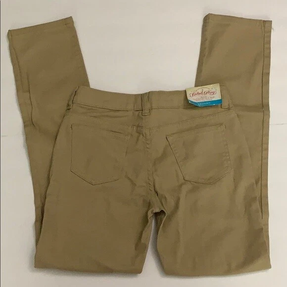 Pantalones de mezclilla descolgados Glory para niñas talla 12S beige pierna ajustados tiro medio cadera y muslo  Foto 4 de 4