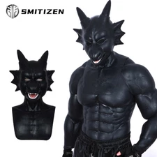 Smitizen Silicone Black Dragon Monster Mask For Gay BDSM fetish fake Head 